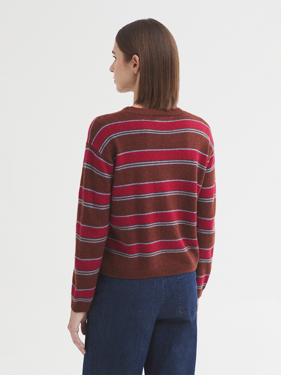 WKX060_332_5 Nice Things Striped wool sweater Chestnut