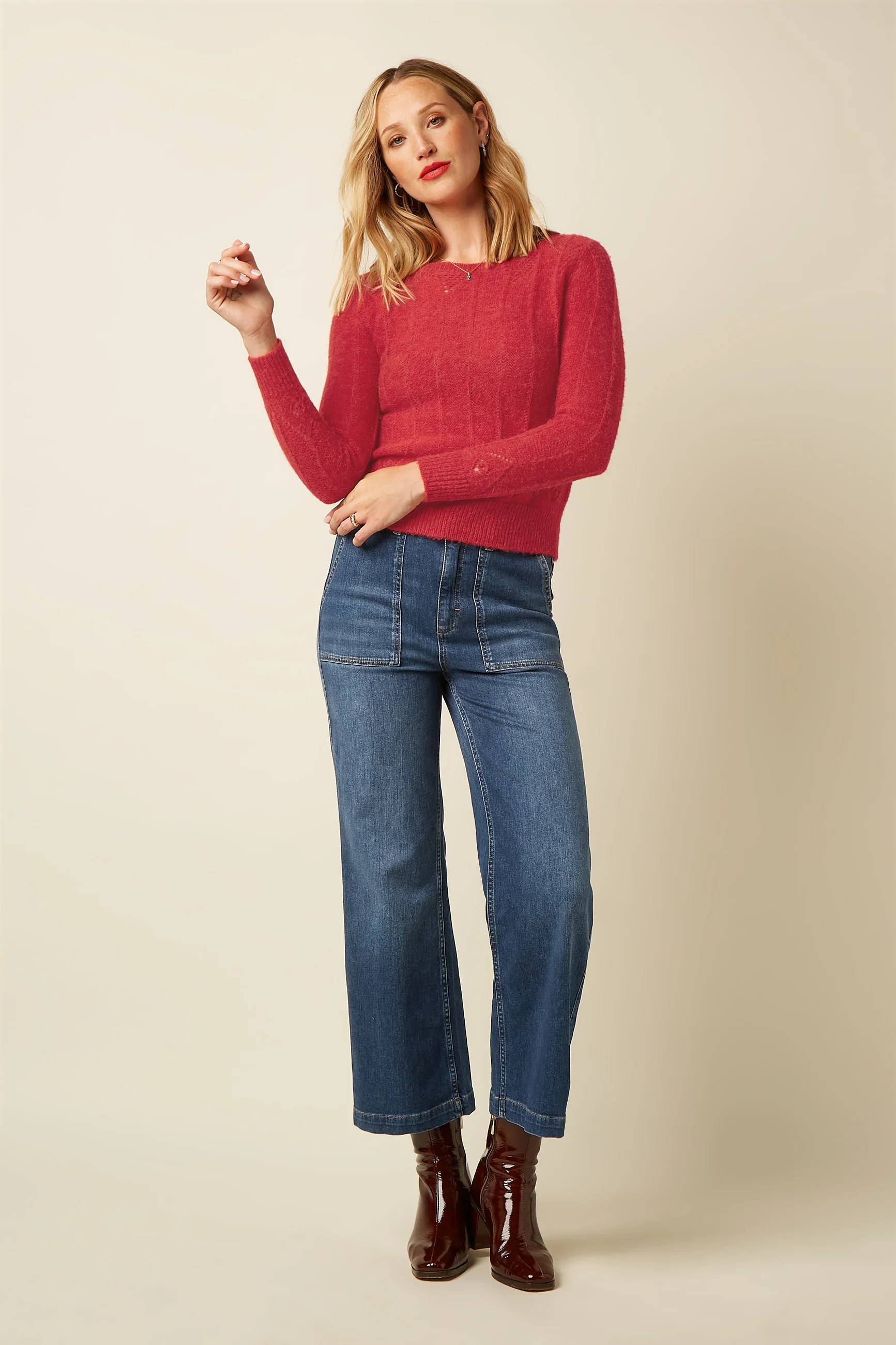 11053656_2 King Louie Lia Top Hiver Knit Fiery Red