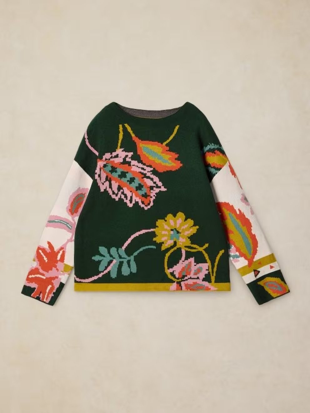 446743-GREEN_MLT-FF White Stuff Fabia Floral Jumper Green Mlt