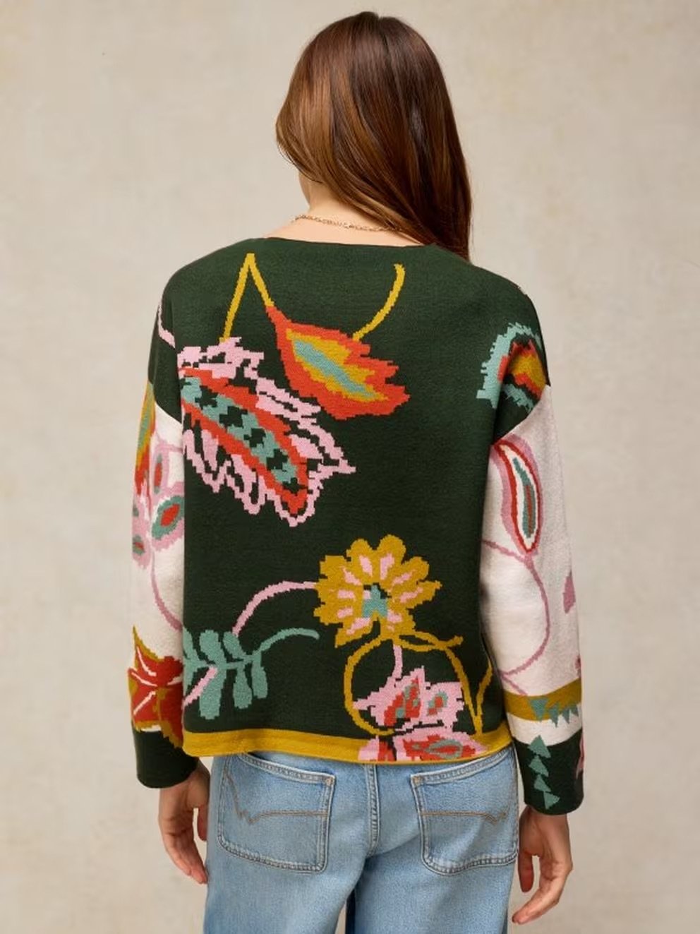 446743-GREEN_MLT-MB White Stuff Fabia Floral Jumper Green Mlt