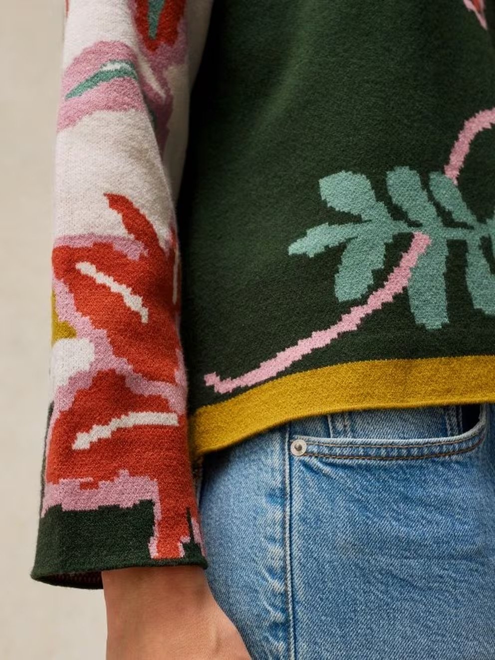 446743-GREEN_MLT-MD White Stuff Fabia Floral Jumper Green Mlt