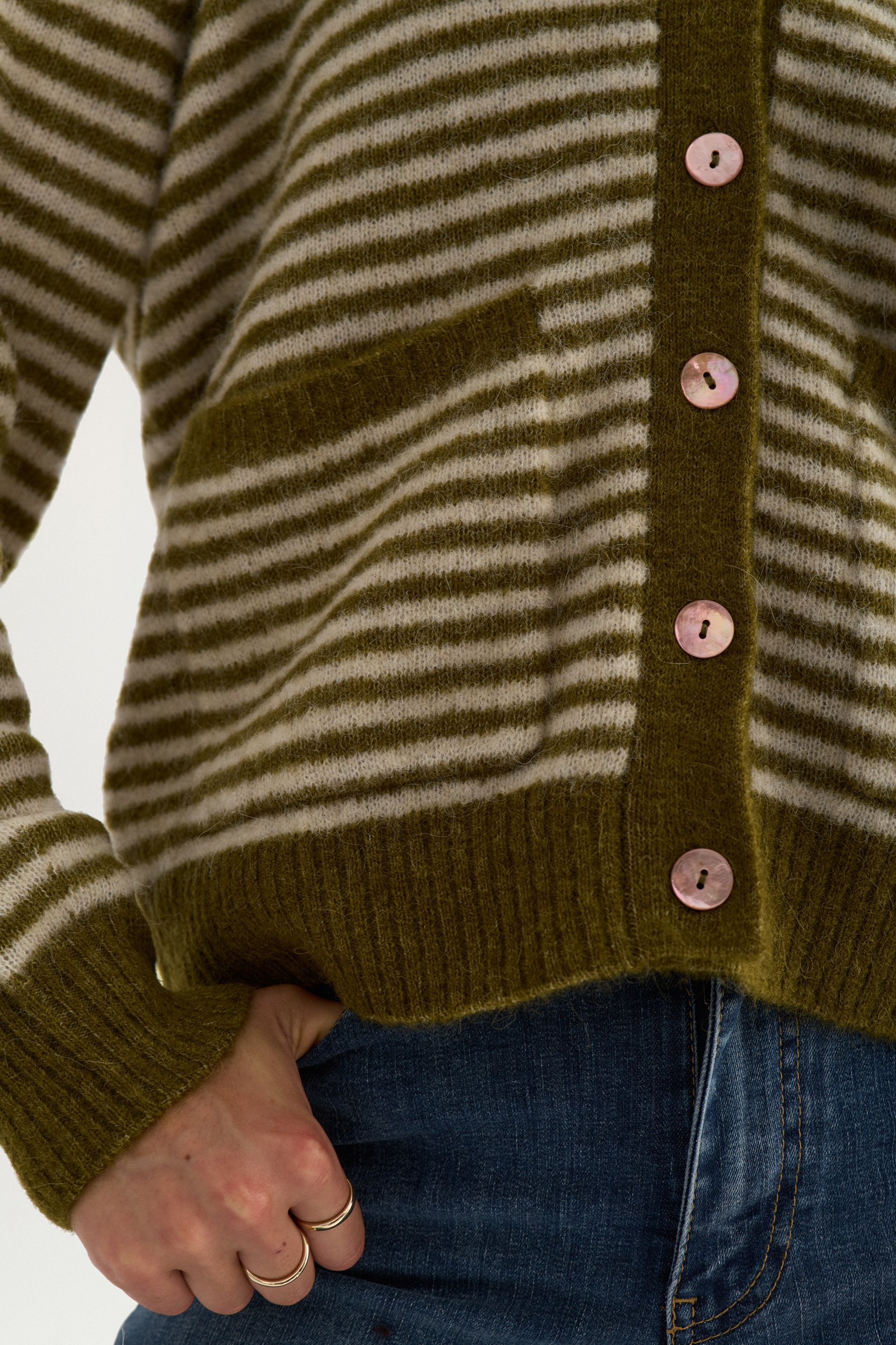707507_4053_5 Nümph Nuriette Mini Stripe Cardigan Fir Green