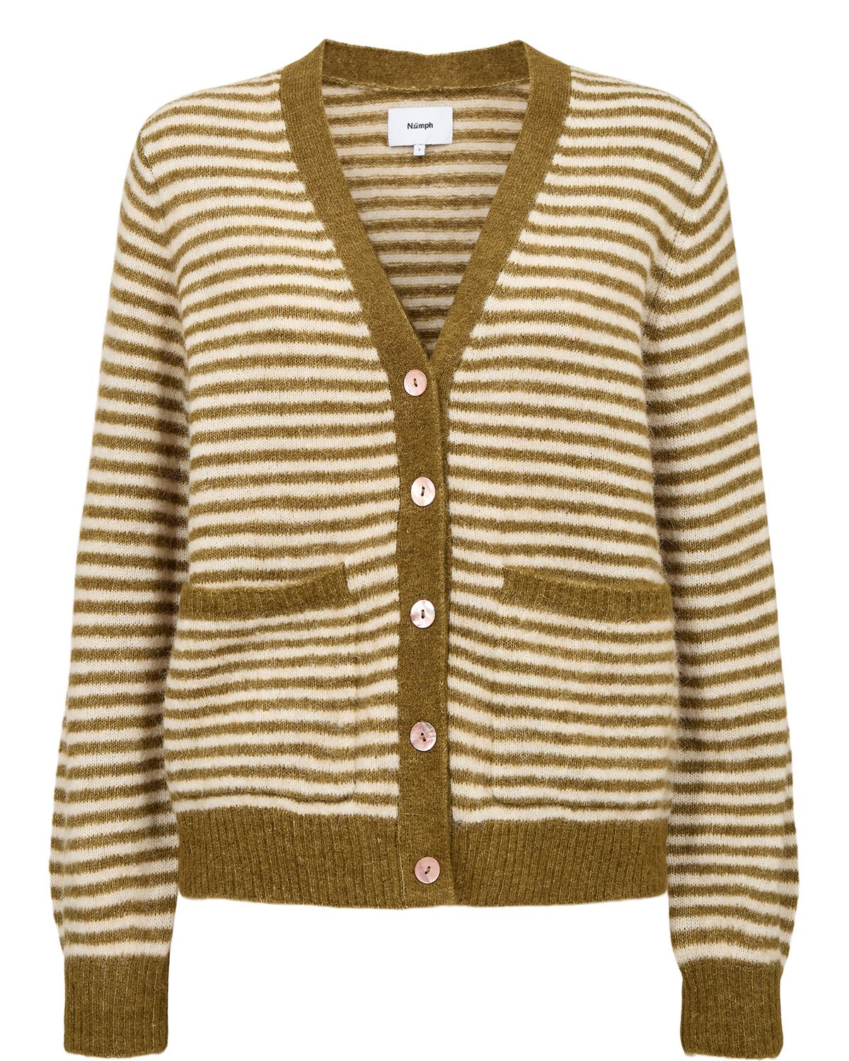 707507_4053_6 Nümph Nuriette Mini Stripe Cardigan Fir Green
