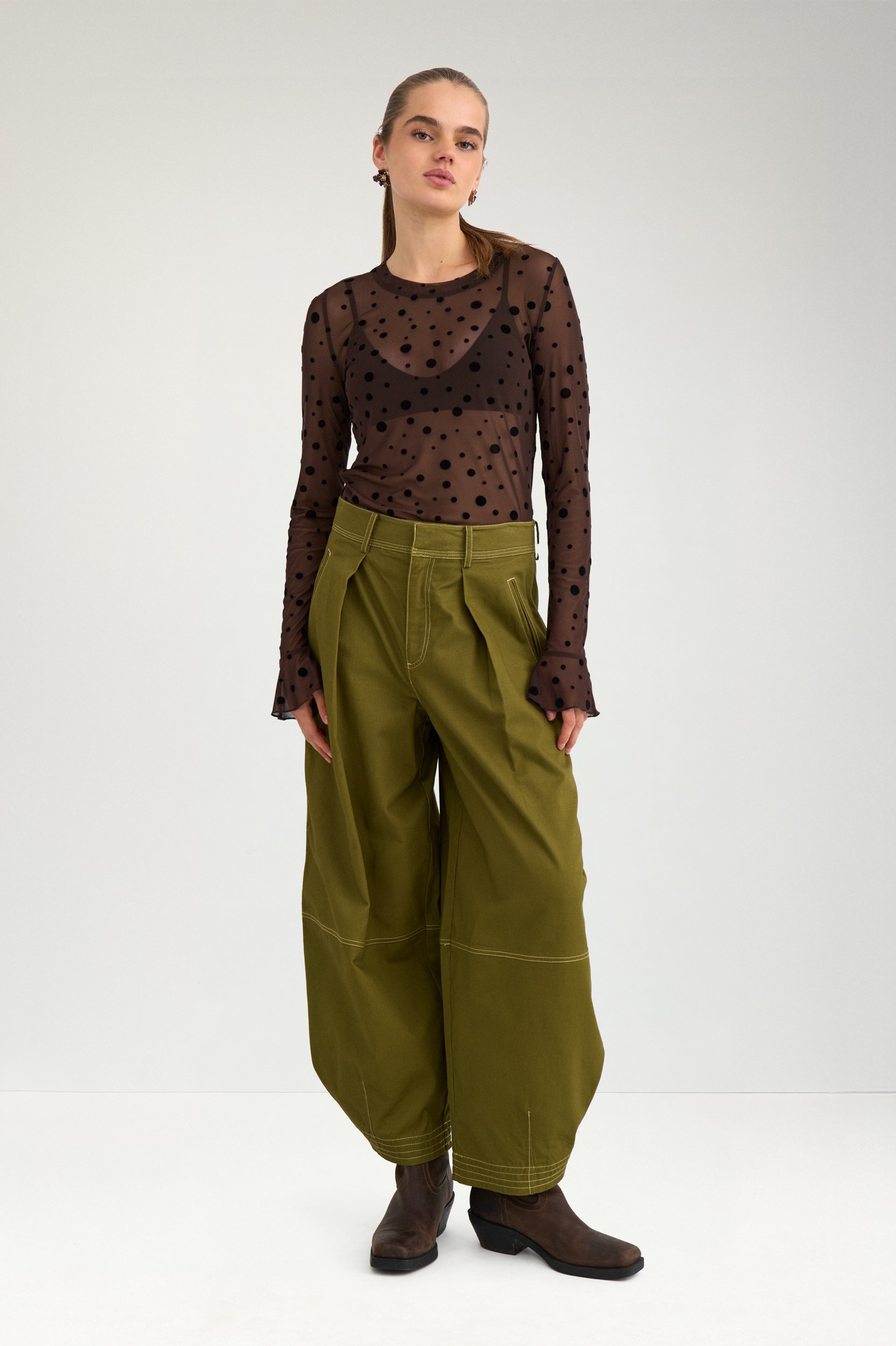 707567_5034_2 Nümph Nuevita Ls Mesh Blouse Chocolate Plum