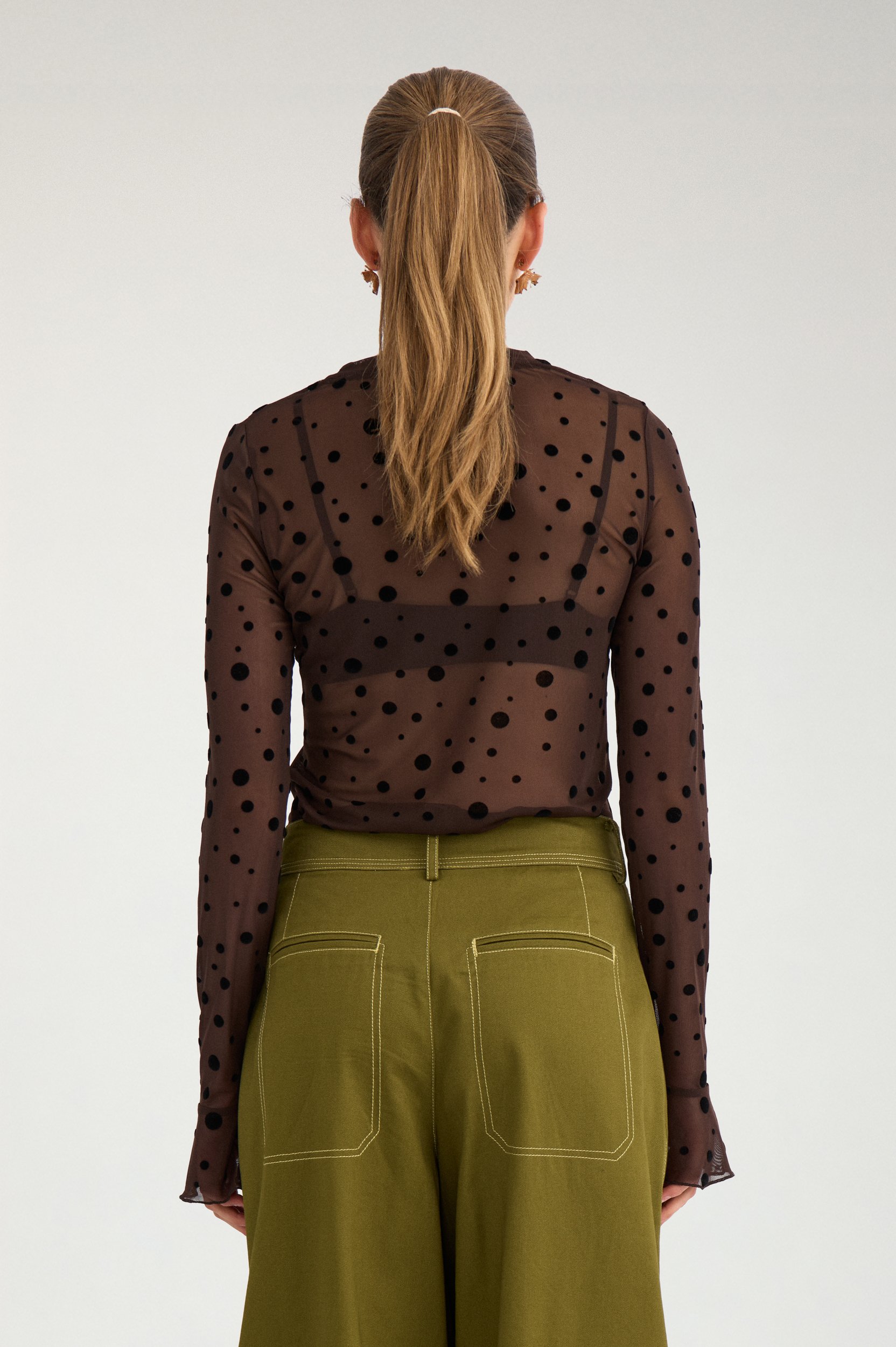 707567_5034_3 Nümph Nuevita Ls Mesh Blouse Chocolate Plum
