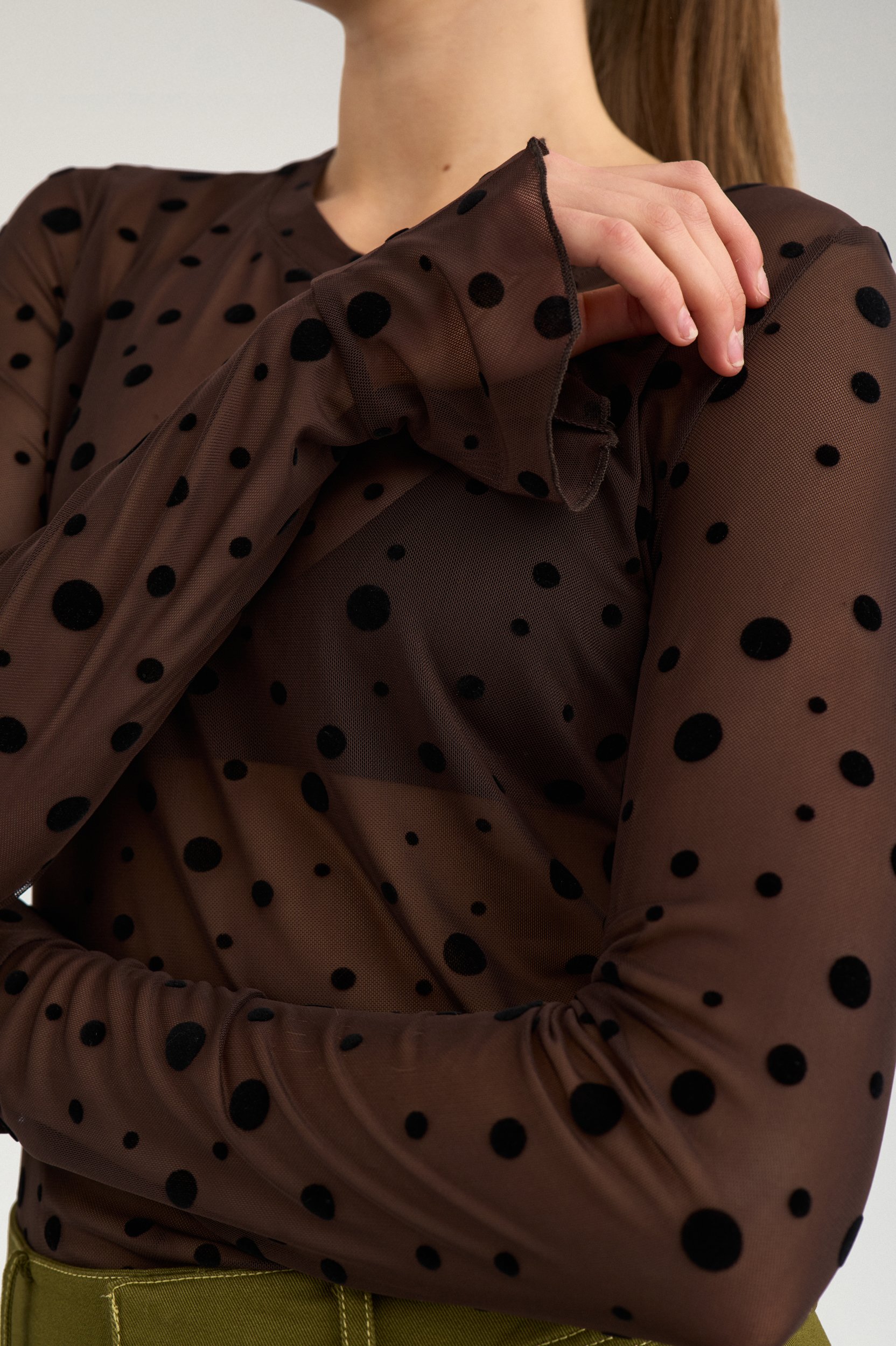 707567_5034_4 Nümph Nuevita Ls Mesh Blouse Chocolate Plum