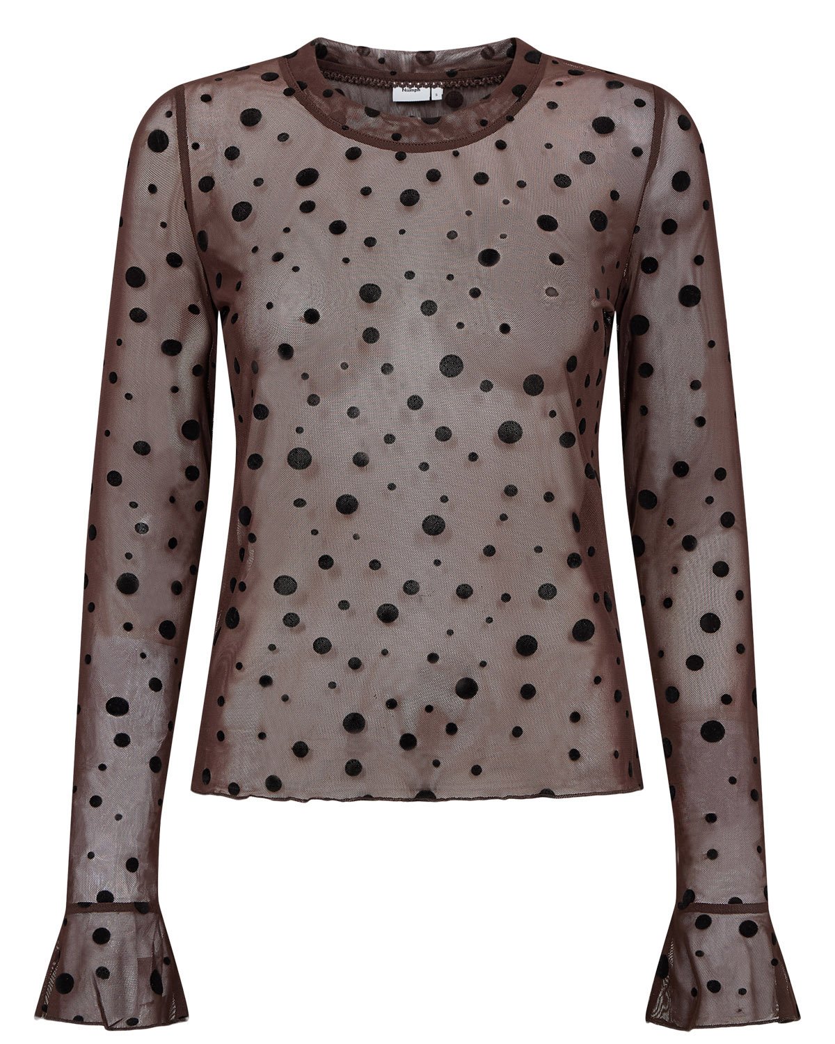 707567_5034_6 Nümph Nuevita Ls Mesh Blouse Chocolate Plum