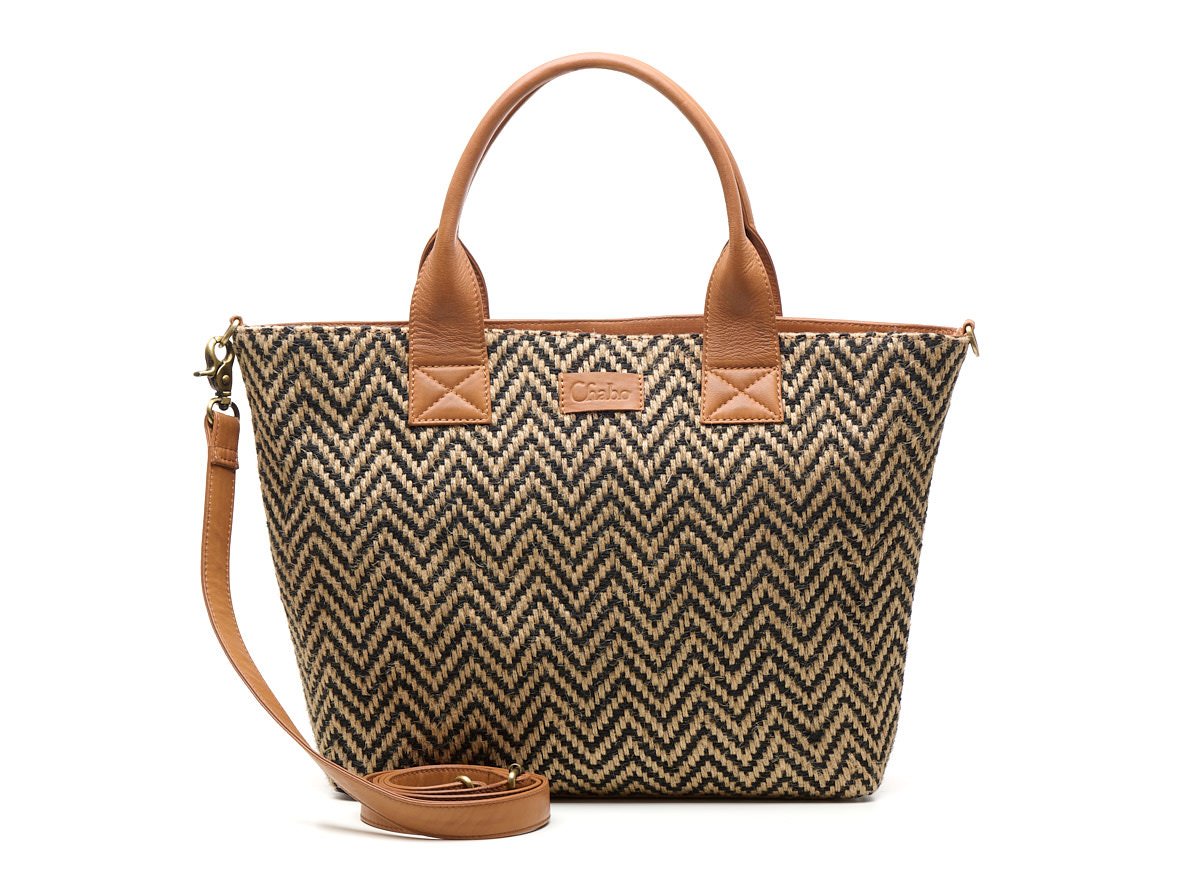 202614_33_1 Chabo Romio Jaquard Shopper met laptopvak 14 inch Cognac