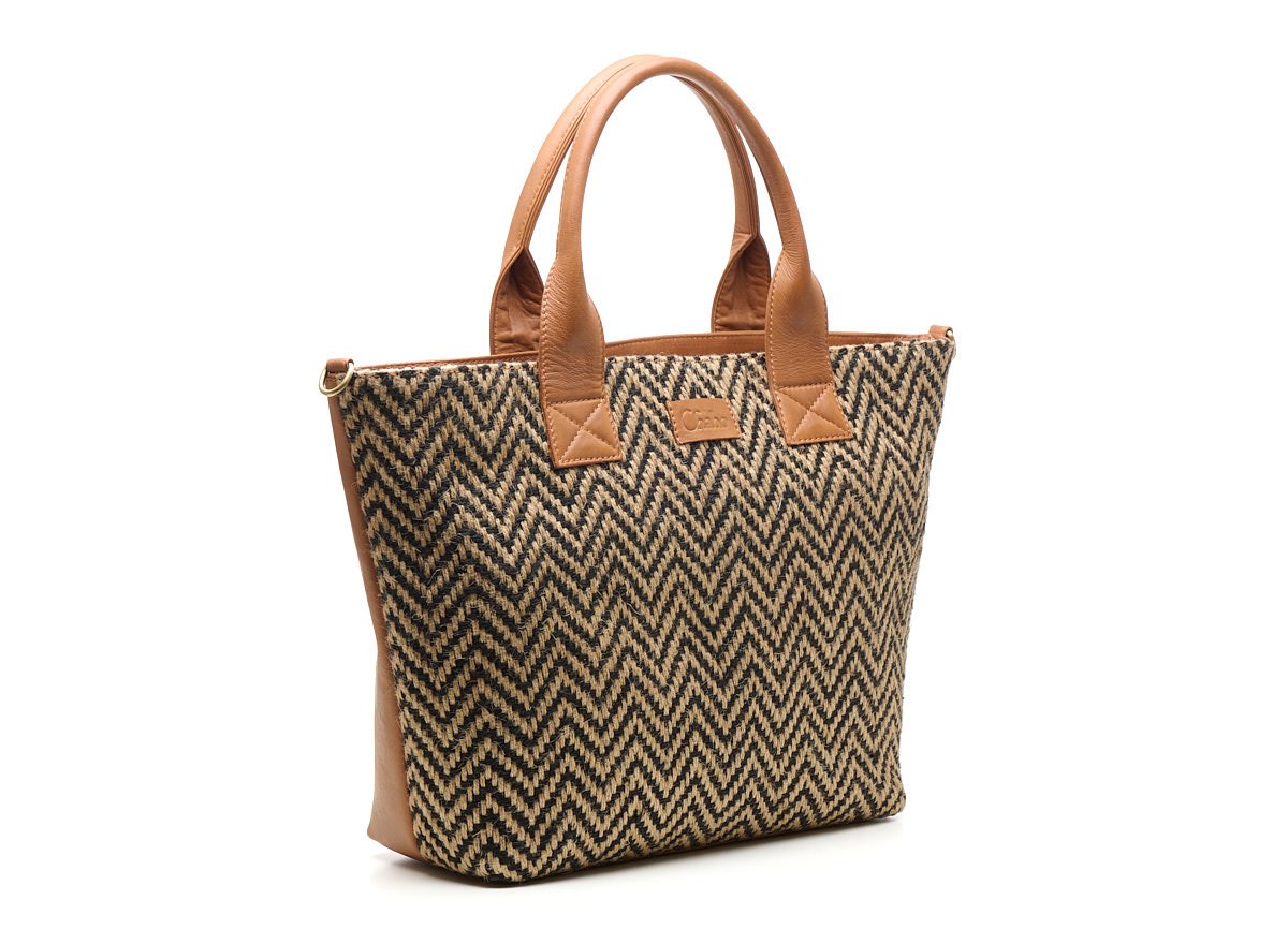 202614_33_3 Chabo Romio Jaquard Shopper met laptopvak 14 inch Cognac