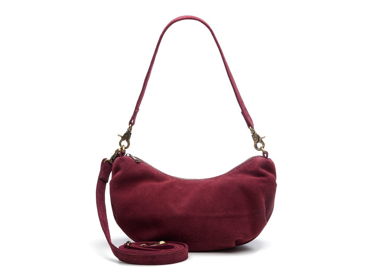 222613_44_1 Chabo Bobby Suede Banana Bag Bordeaux
