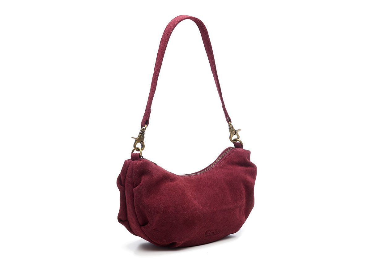 222613_44_3 Chabo Bobby Suede Banana Bag Bordeaux