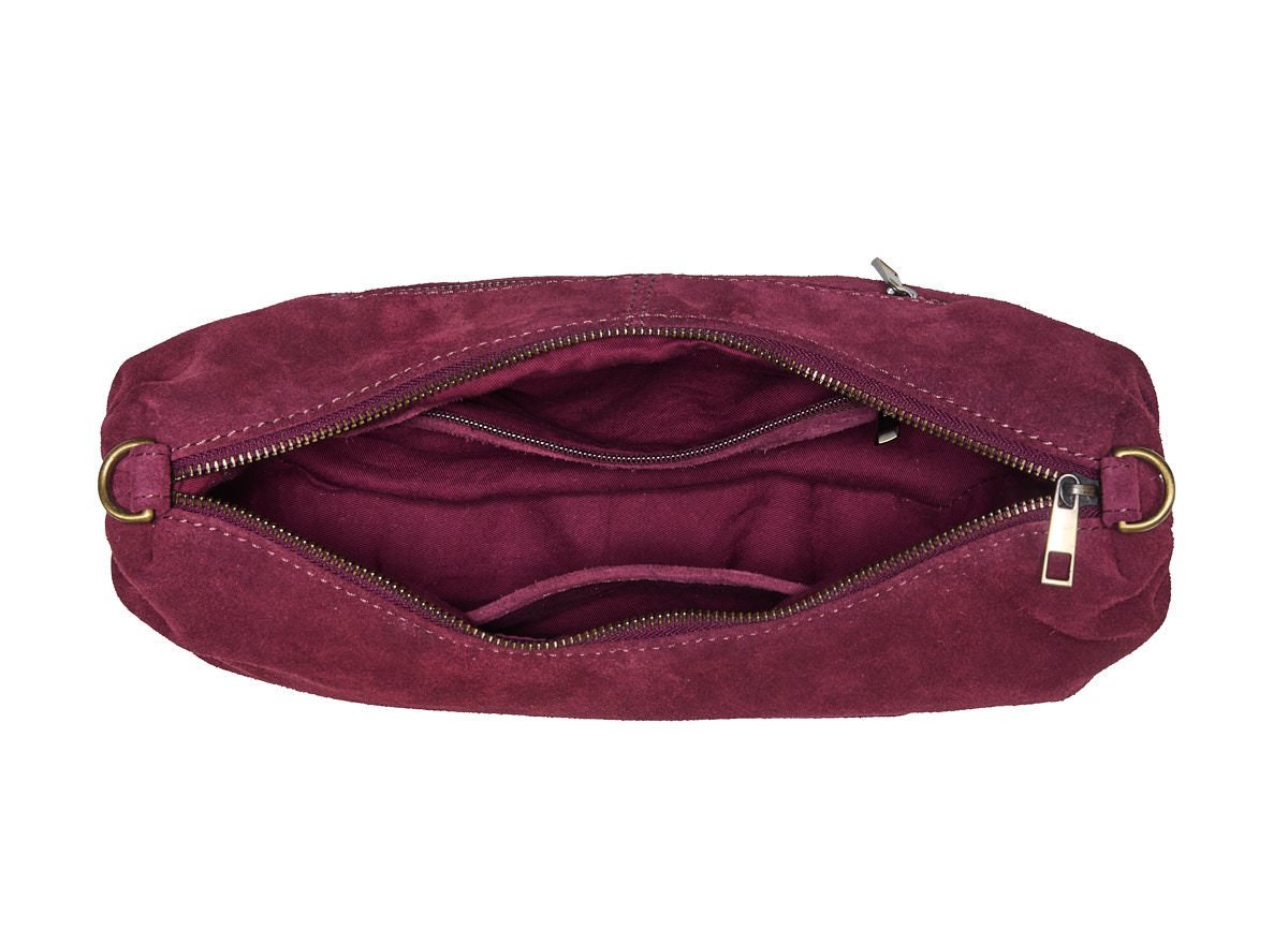 222613_44_5 Chabo Bobby Suede Banana Bag Bordeaux