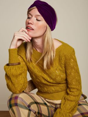 King Louie Twist Hairband Gamine Velvet Royale Purple