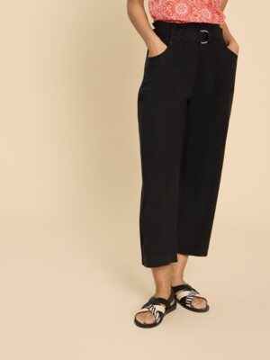 White Stuff TEAKIE TENCEL LINEN TROUSER PURE BLK