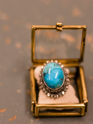 Echte Zilveren Ring Met Grote Ovale Turkoois Steen