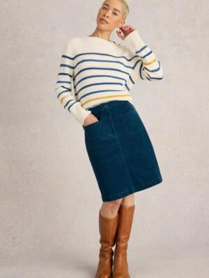 White Stuff MELODY ORGANIC CORD SKIRT MID TEAL