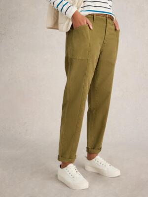 White Stuff THEA TROUSER KHAKI GRN