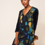 White Stuff Izzy Velvet Mix Dress