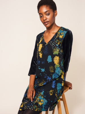White Stuff Izzy Velvet Mix Dress