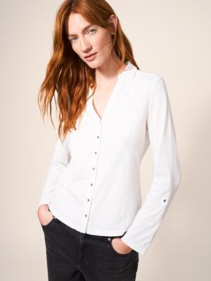 White Stuff ANNIE JERSEY SHIRT BRIL WHITE