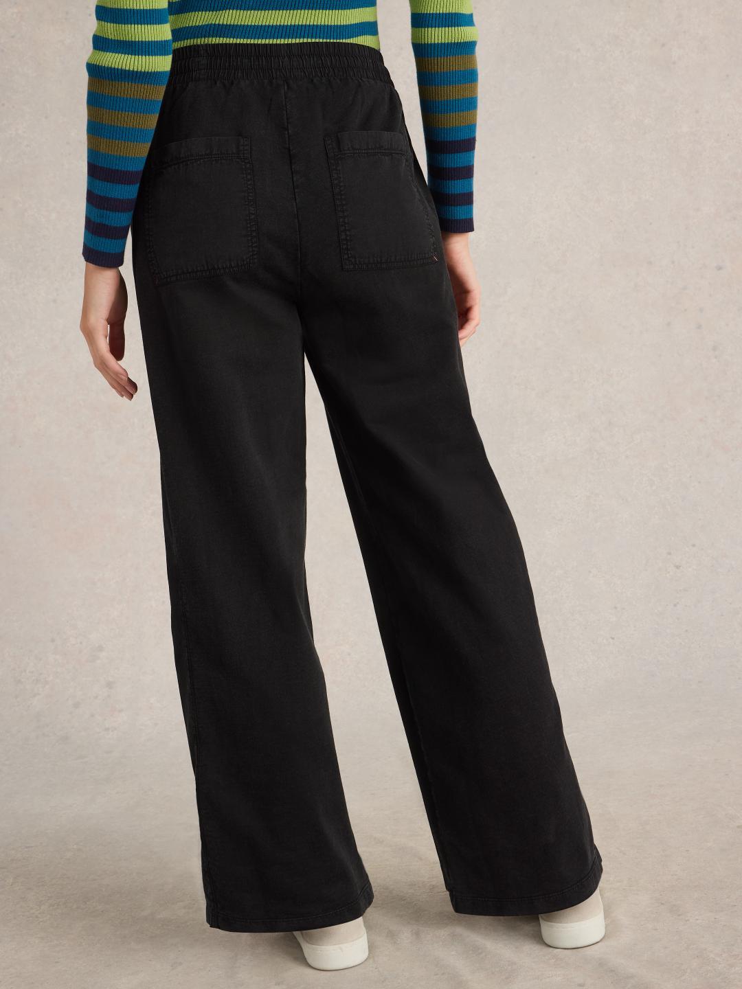 White Stuff AVA WIDE LEG JERSEY JOGGER PURE BLK