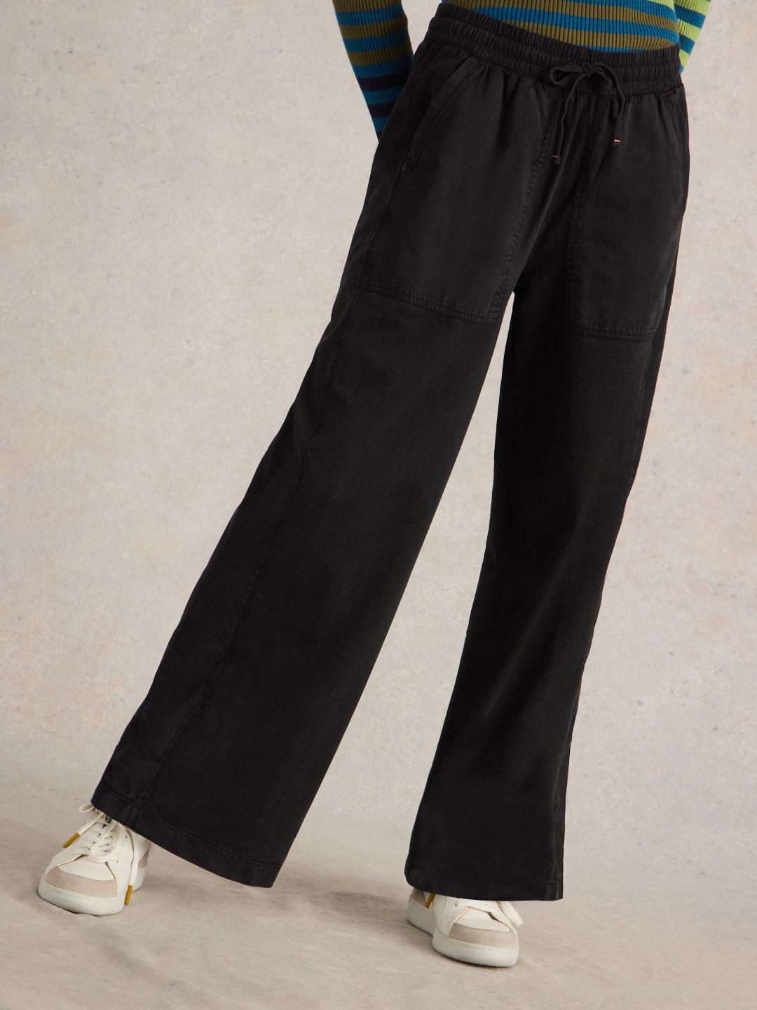 White Stuff AVA WIDE LEG JERSEY JOGGER PURE BLK