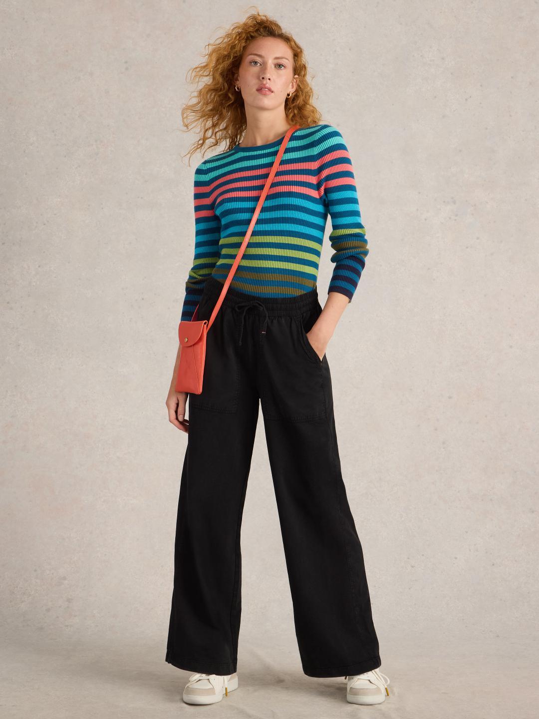 White Stuff AVA WIDE LEG JERSEY JOGGER PURE BLK