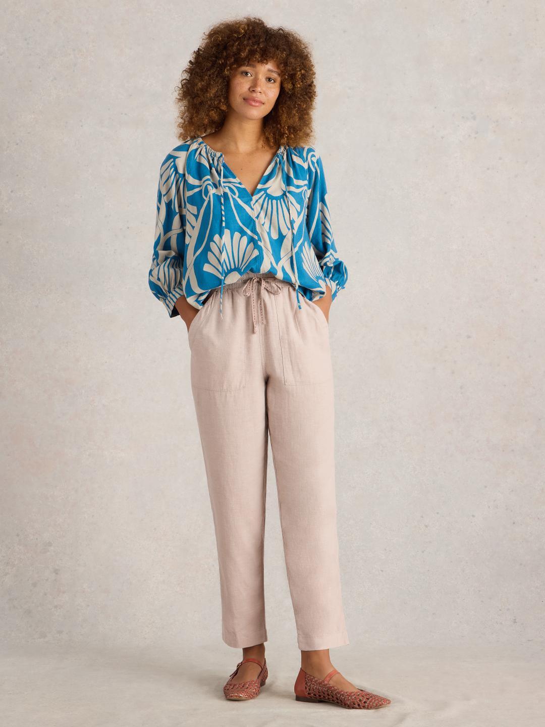 White Stuff ELLE LINEN BLEND TROUSER LGT NAT