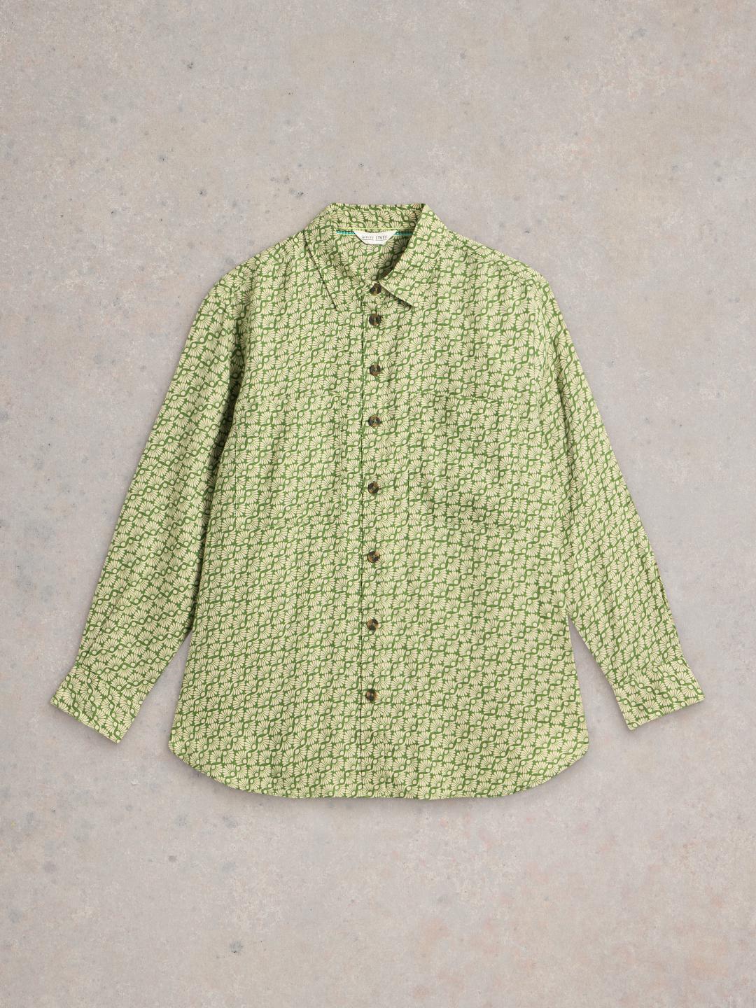 White Stuff LYDIA LINEN SHIRT GREEN PR