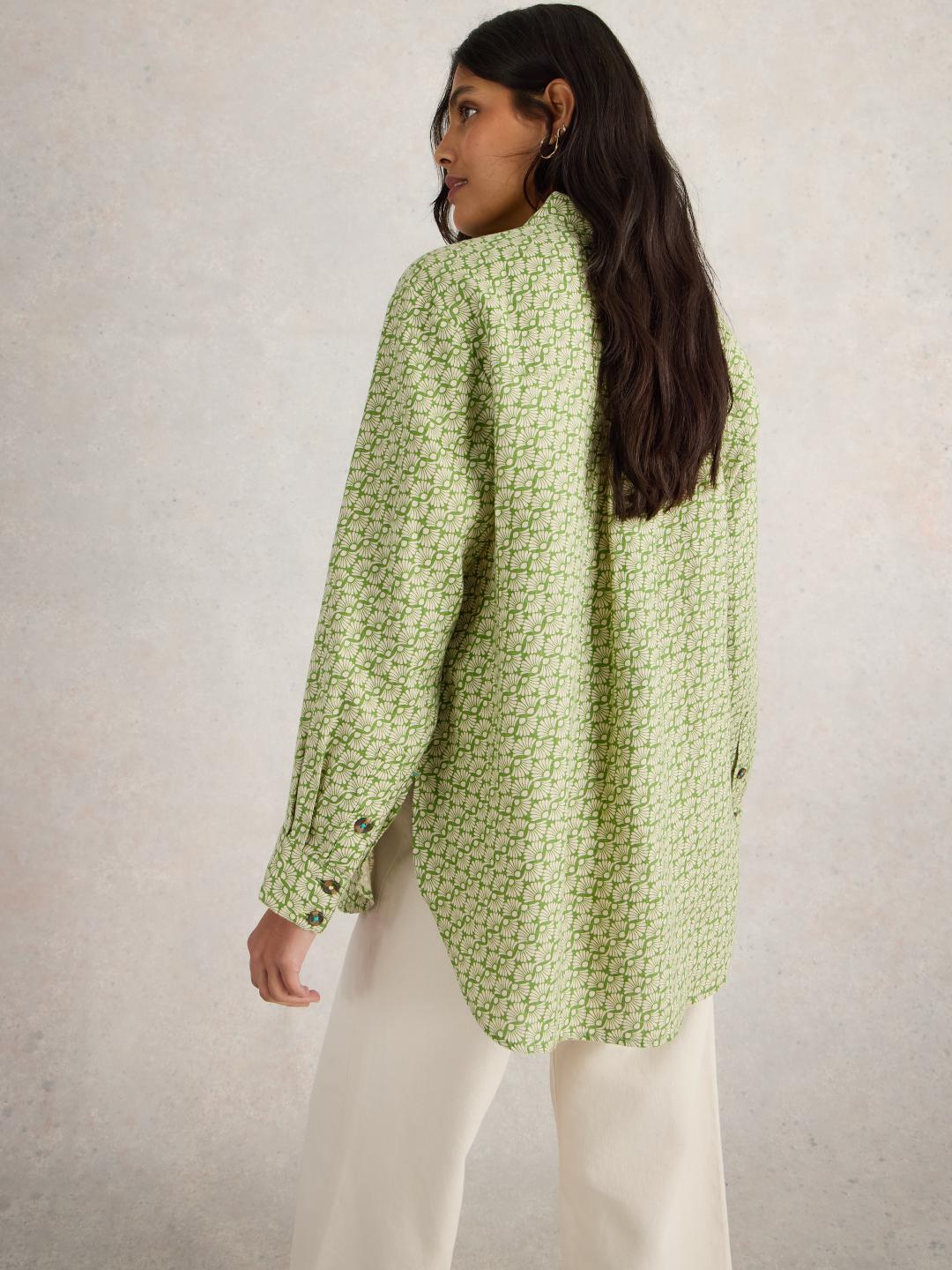 White Stuff LYDIA LINEN SHIRT GREEN PR