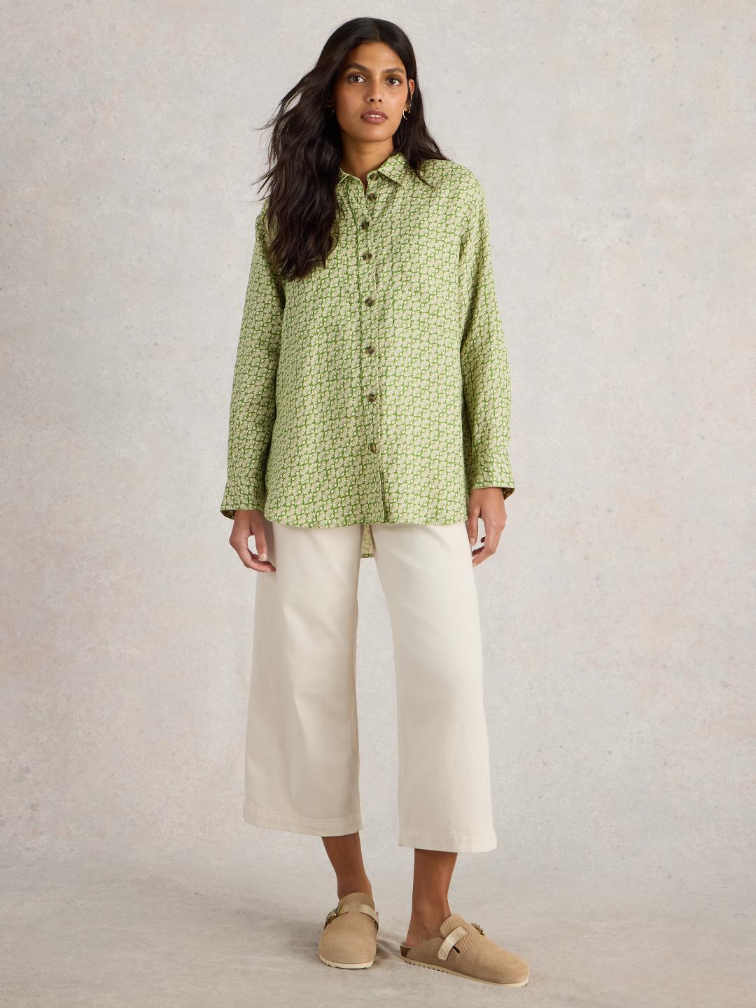 White Stuff LYDIA LINEN SHIRT GREEN PR