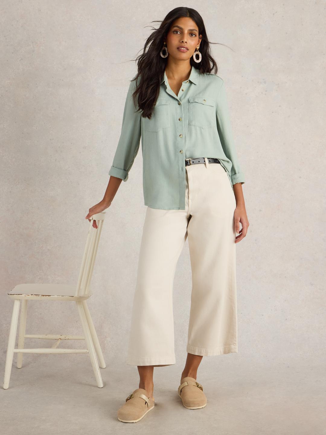 White Stuff MISHA UTILITY SHIRT LGT GREEN