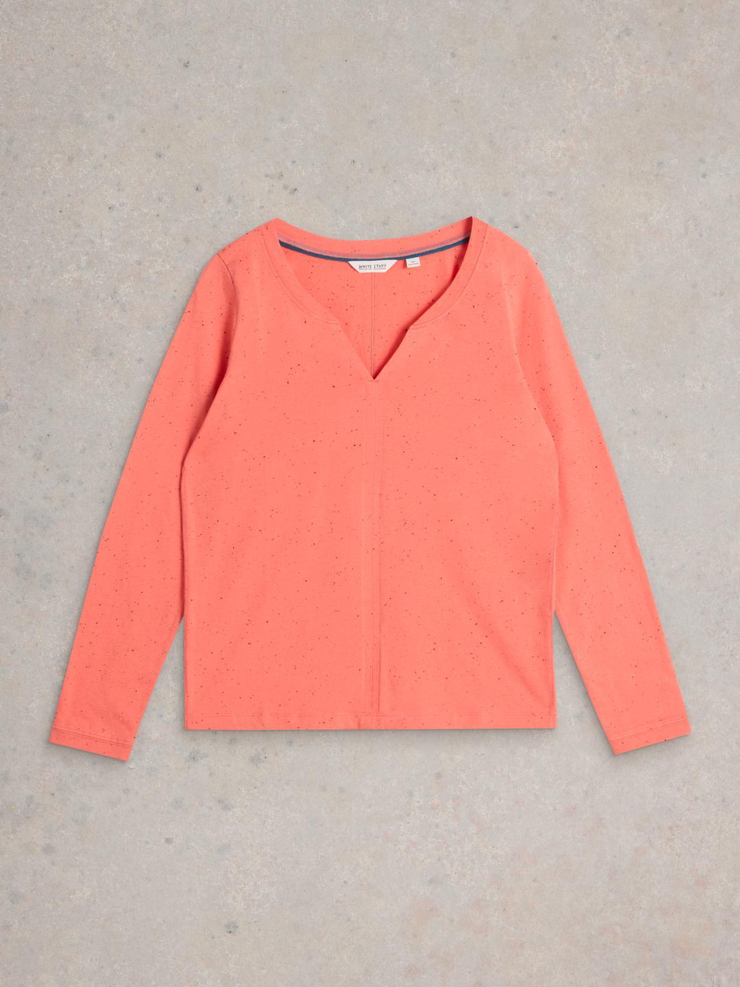 White Stuff NELLY NEP LS TEE MID CORAL
