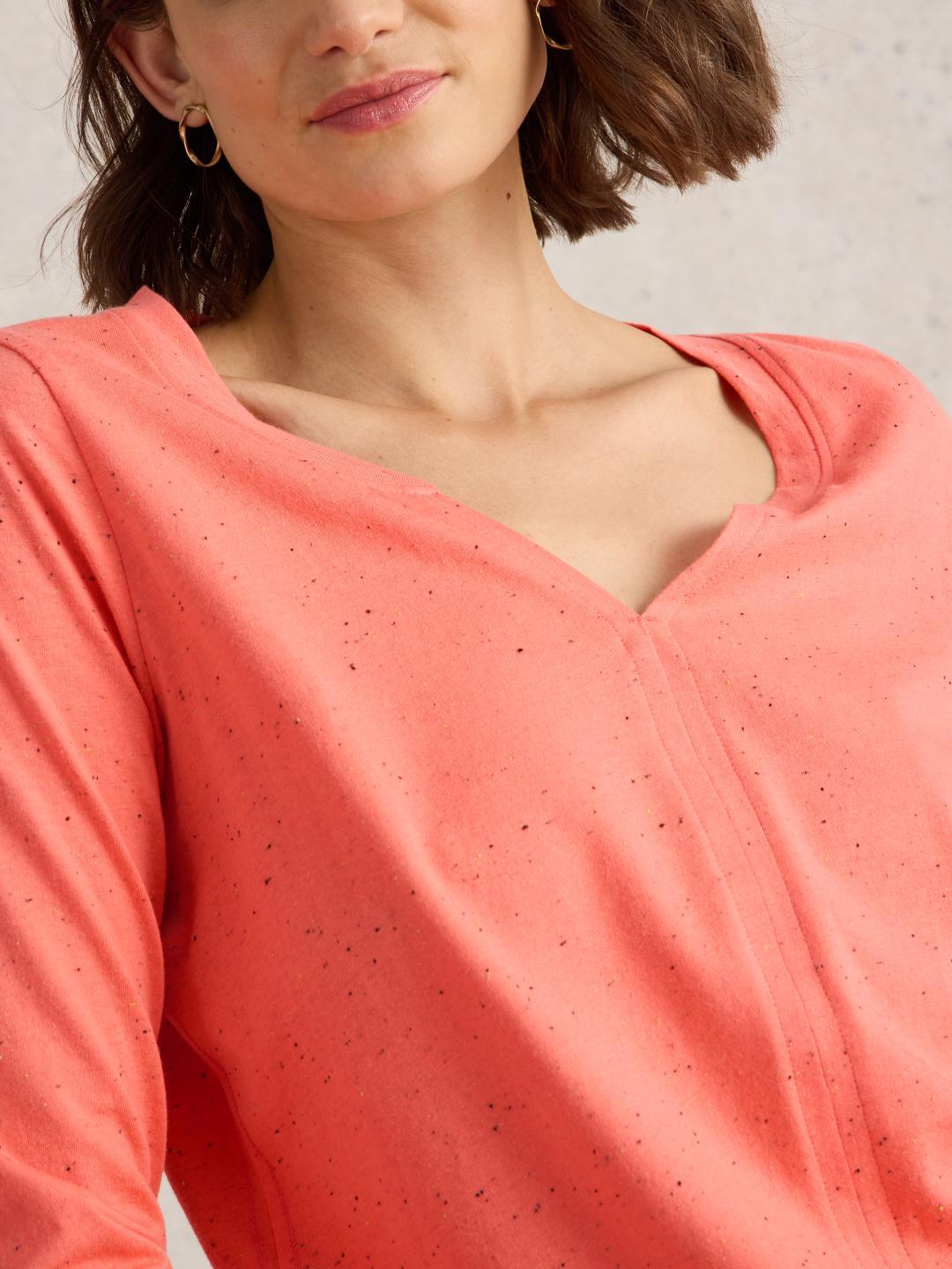 White Stuff NELLY NEP LS TEE MID CORAL