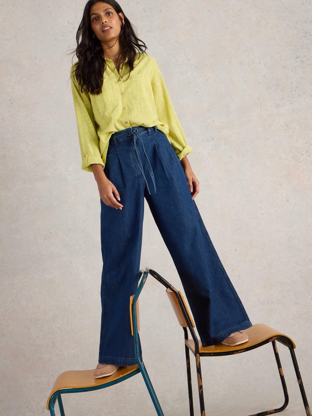 White Stuff SASHA WIDE LEG JEAN MID DENIM