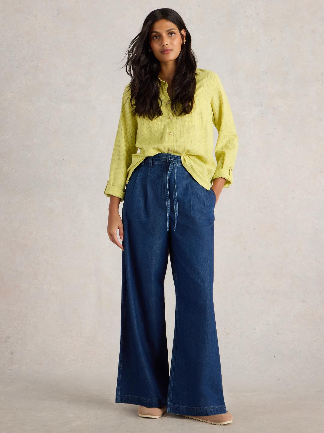 White Stuff SASHA WIDE LEG JEAN MID DENIM
