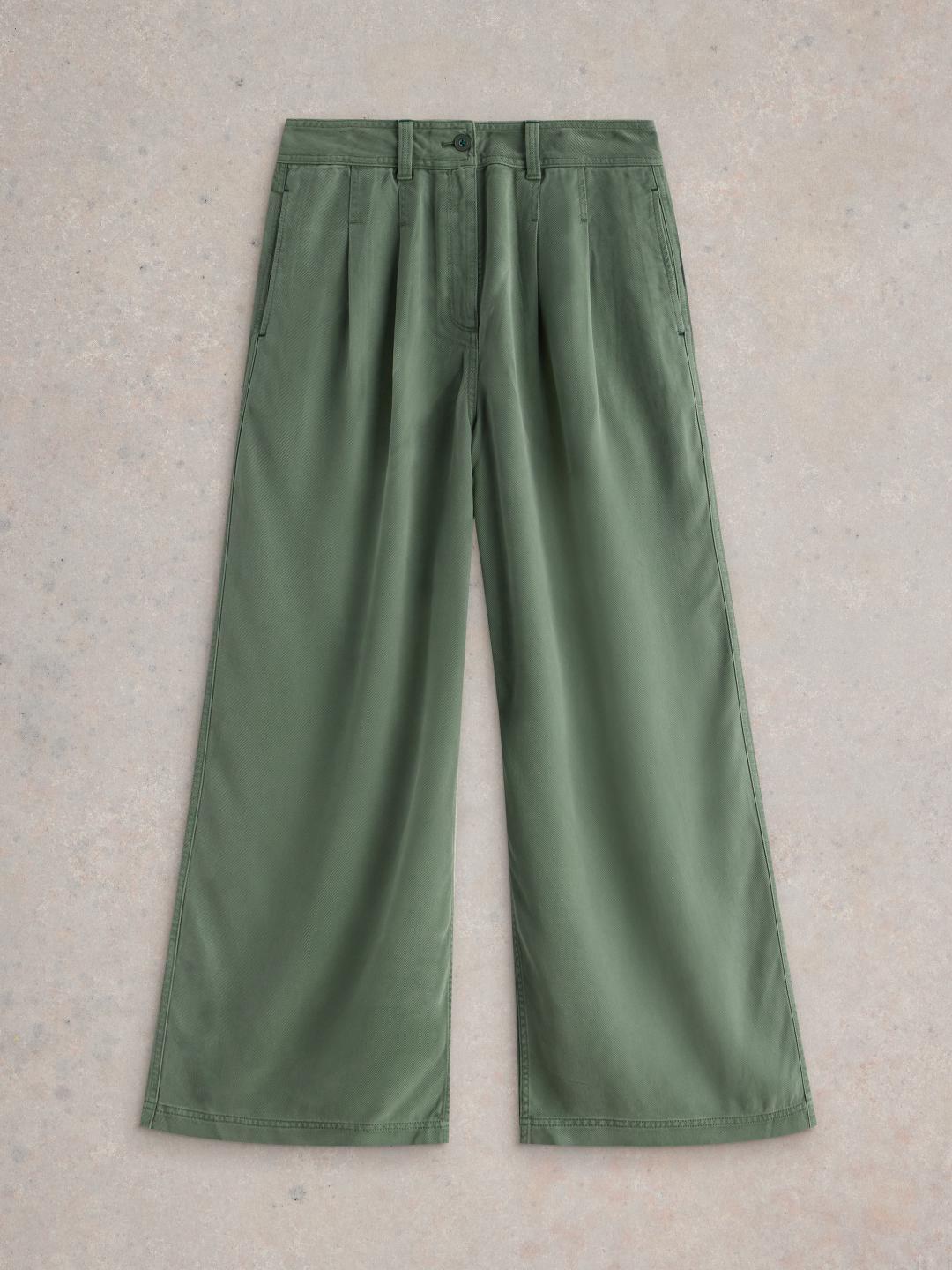 White Stuff SASHA WIDE LEG TROUSER DUS GREEN