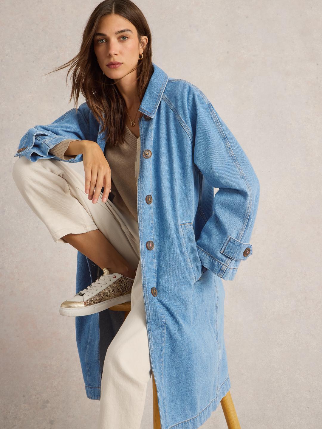 White Stuff OAKLEIGH DENIM COAT MID DENIM