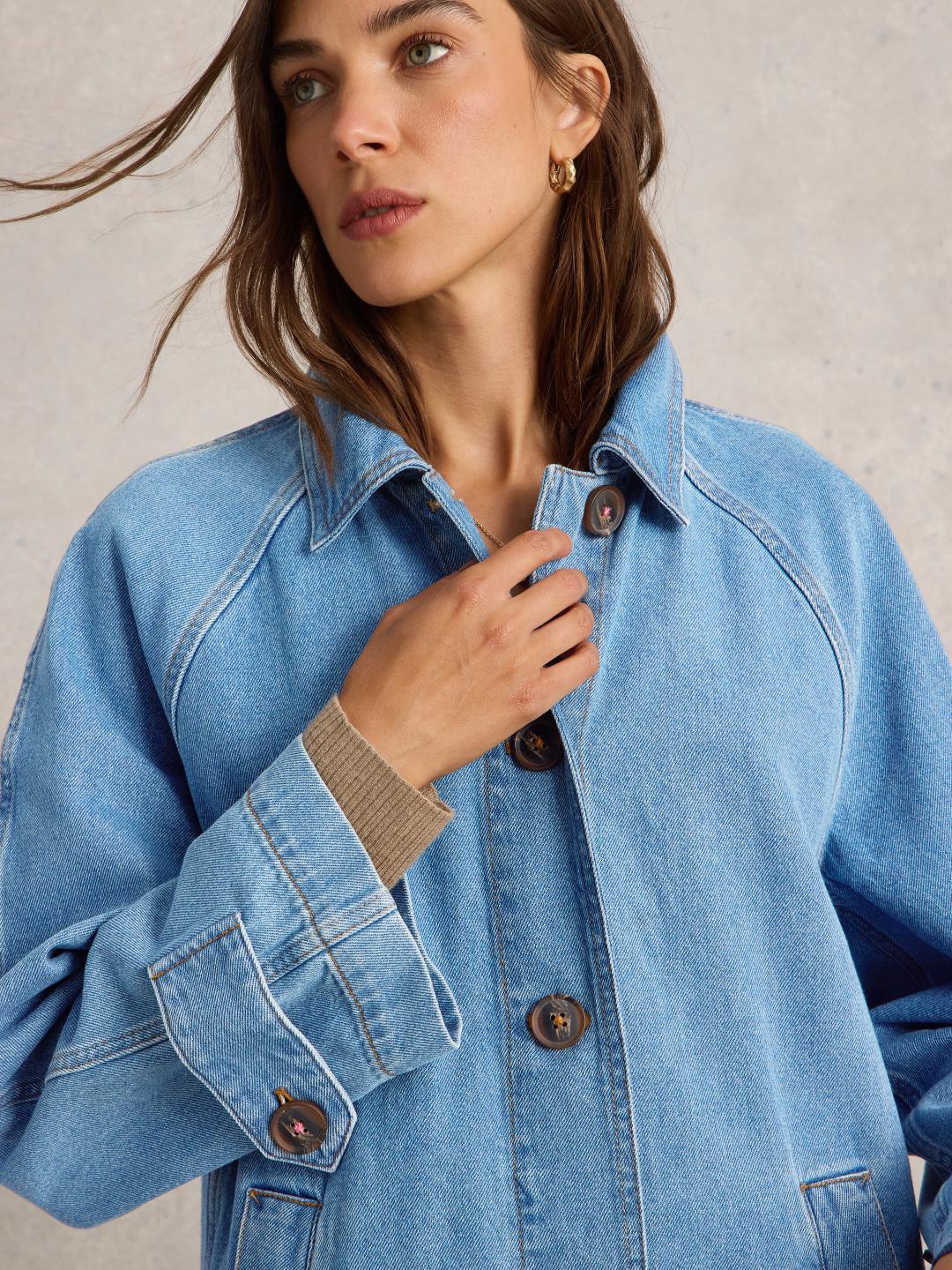 White Stuff OAKLEIGH DENIM COAT MID DENIM