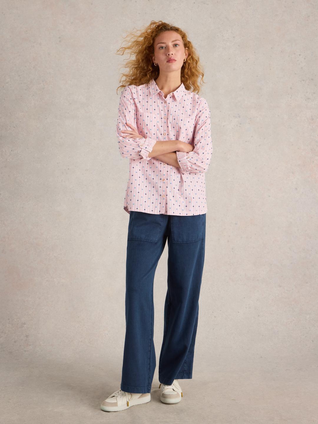 White Stuff SOPHIE ORGANIC COTTON SHIRT RED MLT