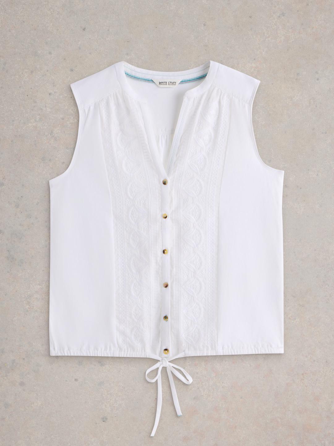 White Stuff TULIP SLEEVELESS SHIRT BRIL WHITE
