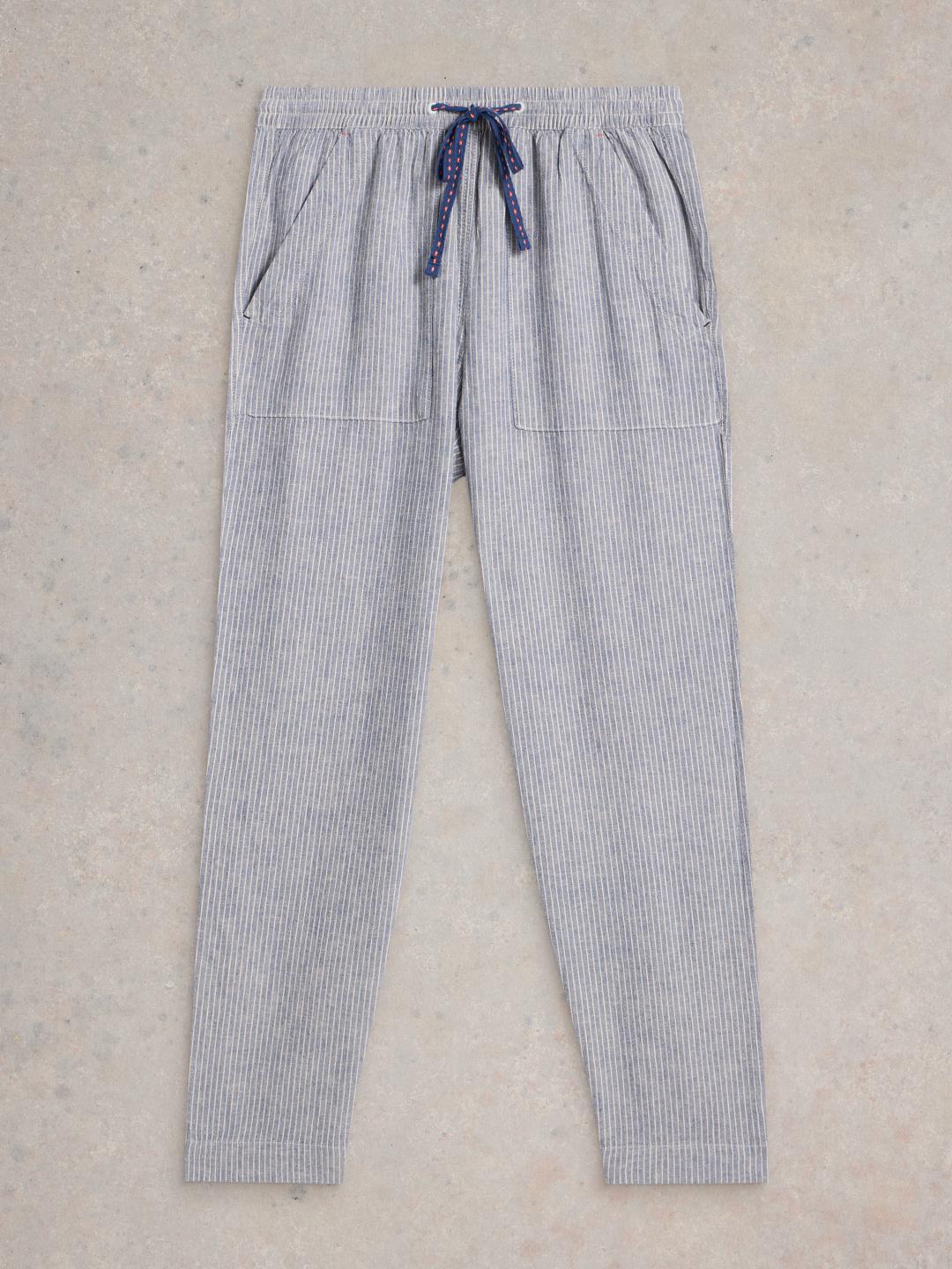 White Stuff ELLE LINEN BLEND TROUSER BLUE MLT