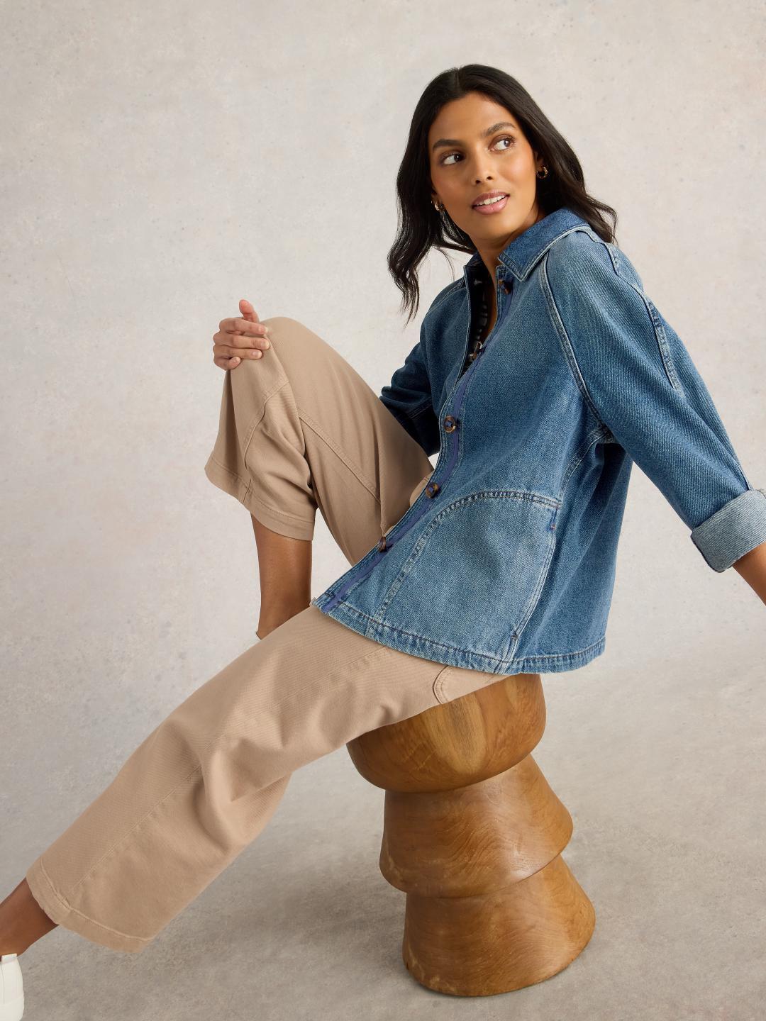 White Stuff EDEN DENIM JACKET MID DENIM