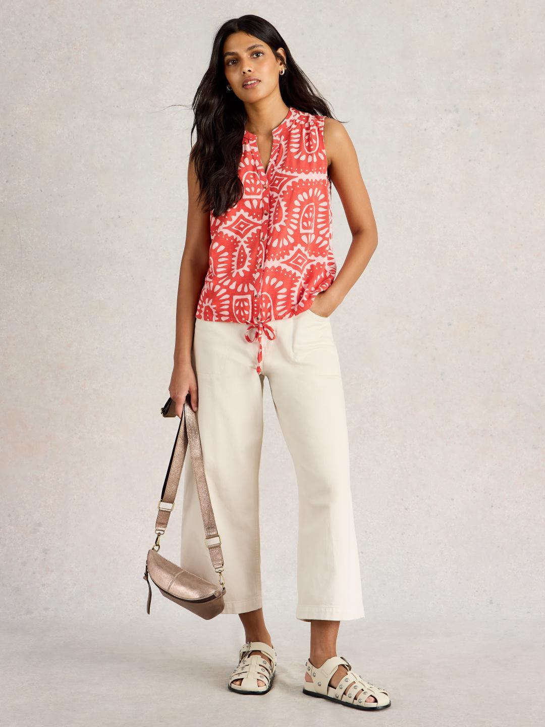 White Stuff TULIP SLEEVELESS SHIRT ORANGE PR