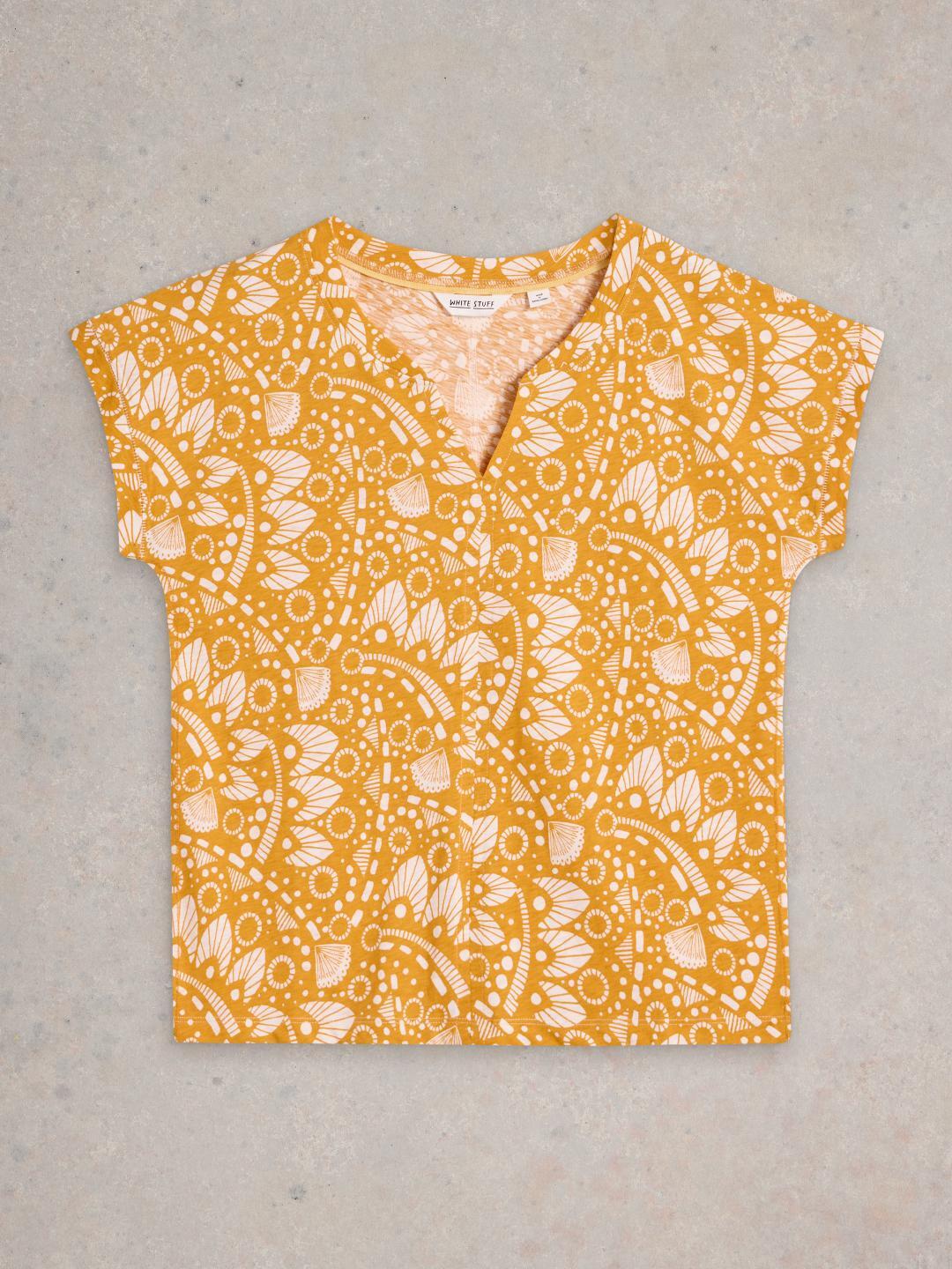 White Stuff NELLY NOTCH NECK TEE CHART PR