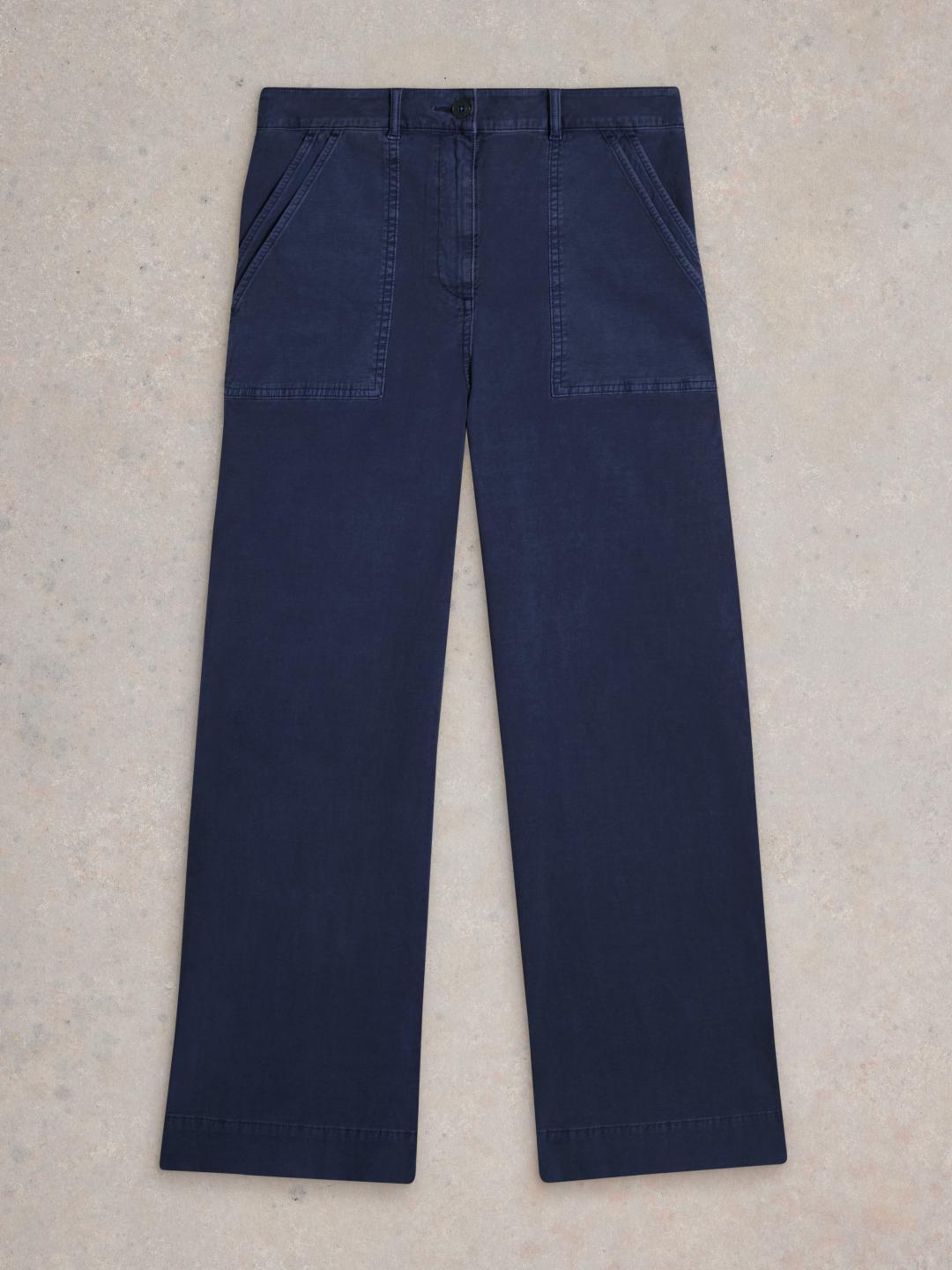 White Stuff TWISTER CHINO WIDE LEG TROUSER DARK NAVY
