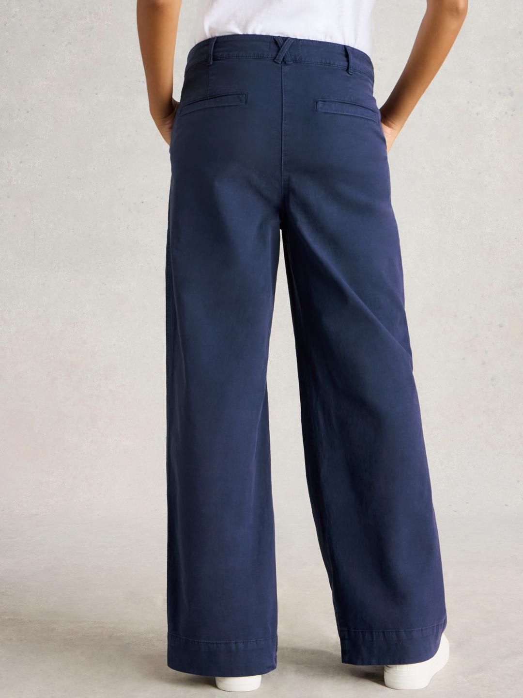 White Stuff TWISTER CHINO WIDE LEG TROUSER DARK NAVY