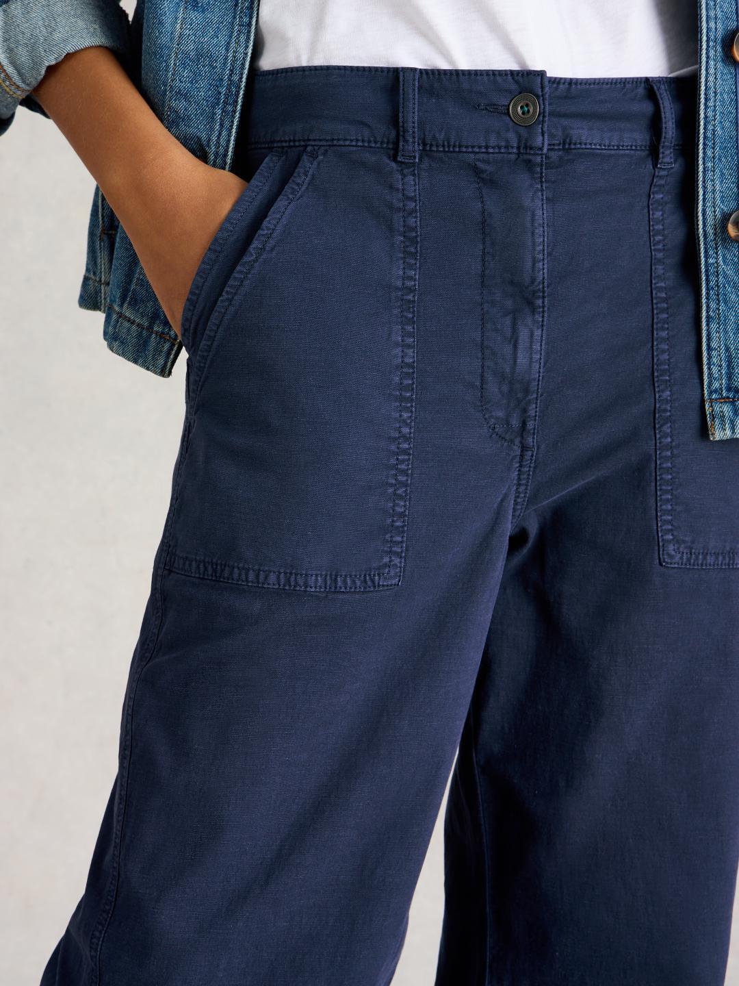 White Stuff TWISTER CHINO WIDE LEG TROUSER DARK NAVY
