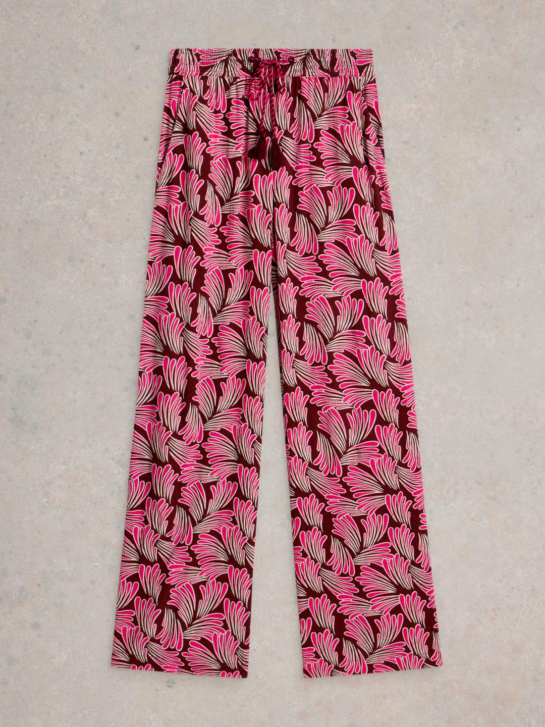 White Stuff BELLE CRINKLE WIDE LEG TROUSER PINK PR