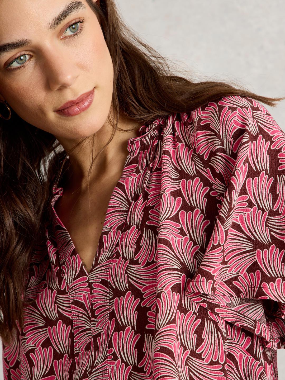 White Stuff SOPHIA CRINKLE TOP PINK PR